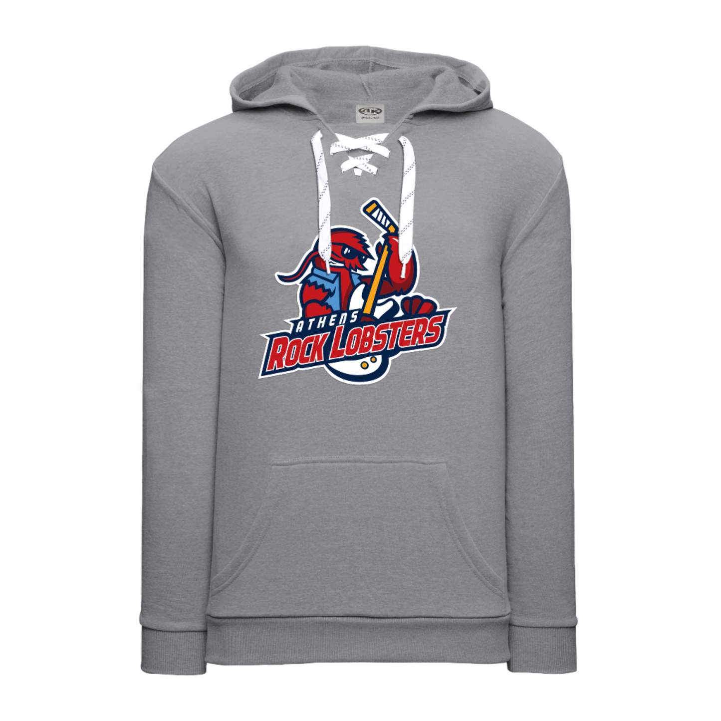 Gray Lace-up Hood with Twill Appliqué