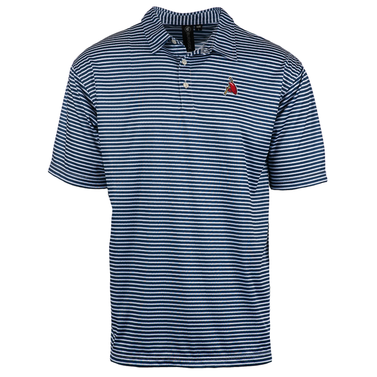 Navy and White Striped Claw Golf Polo