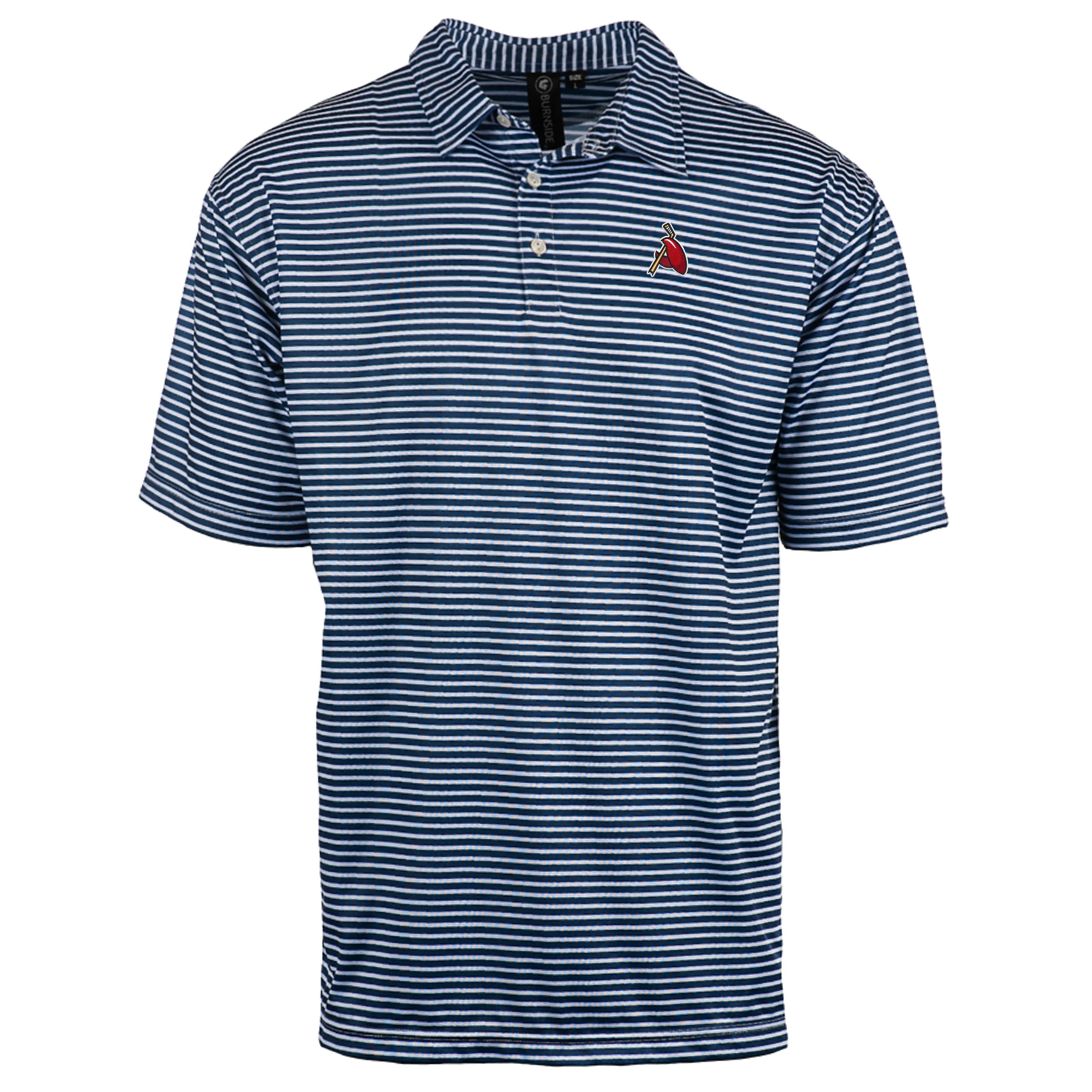 Navy and White Striped Claw Golf Polo