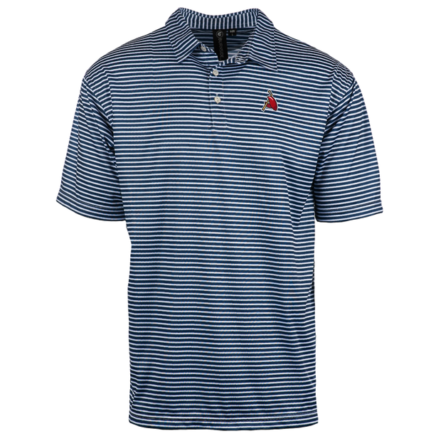 Navy and White Striped Claw Golf Polo