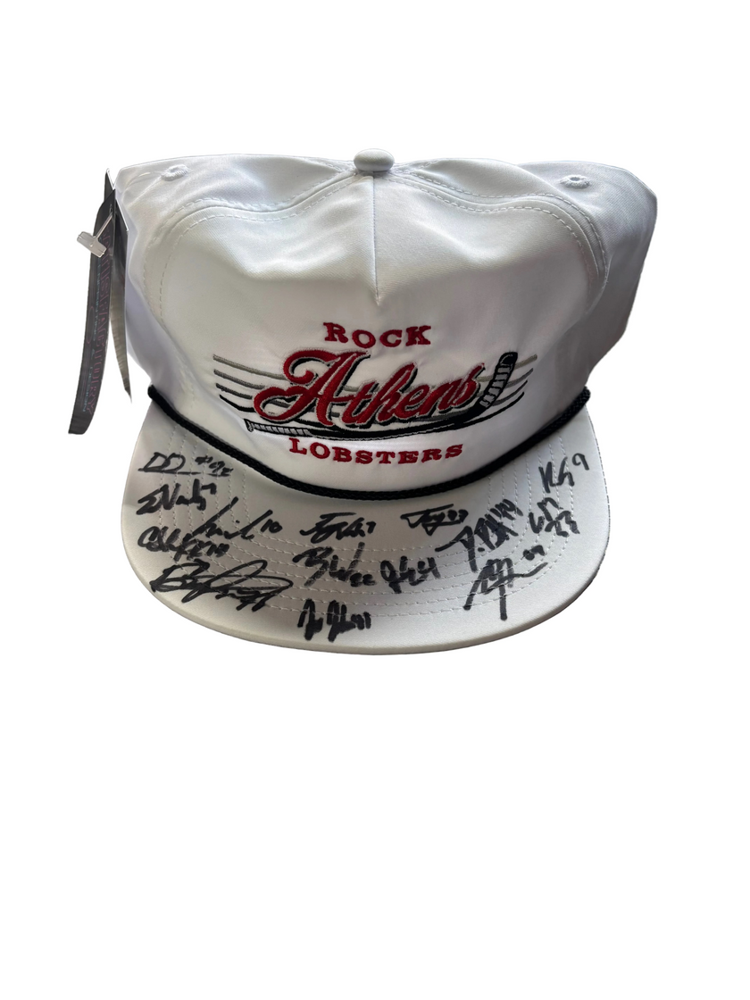 White/Black Poly Rope Hat: Team Autographed 2025-2026