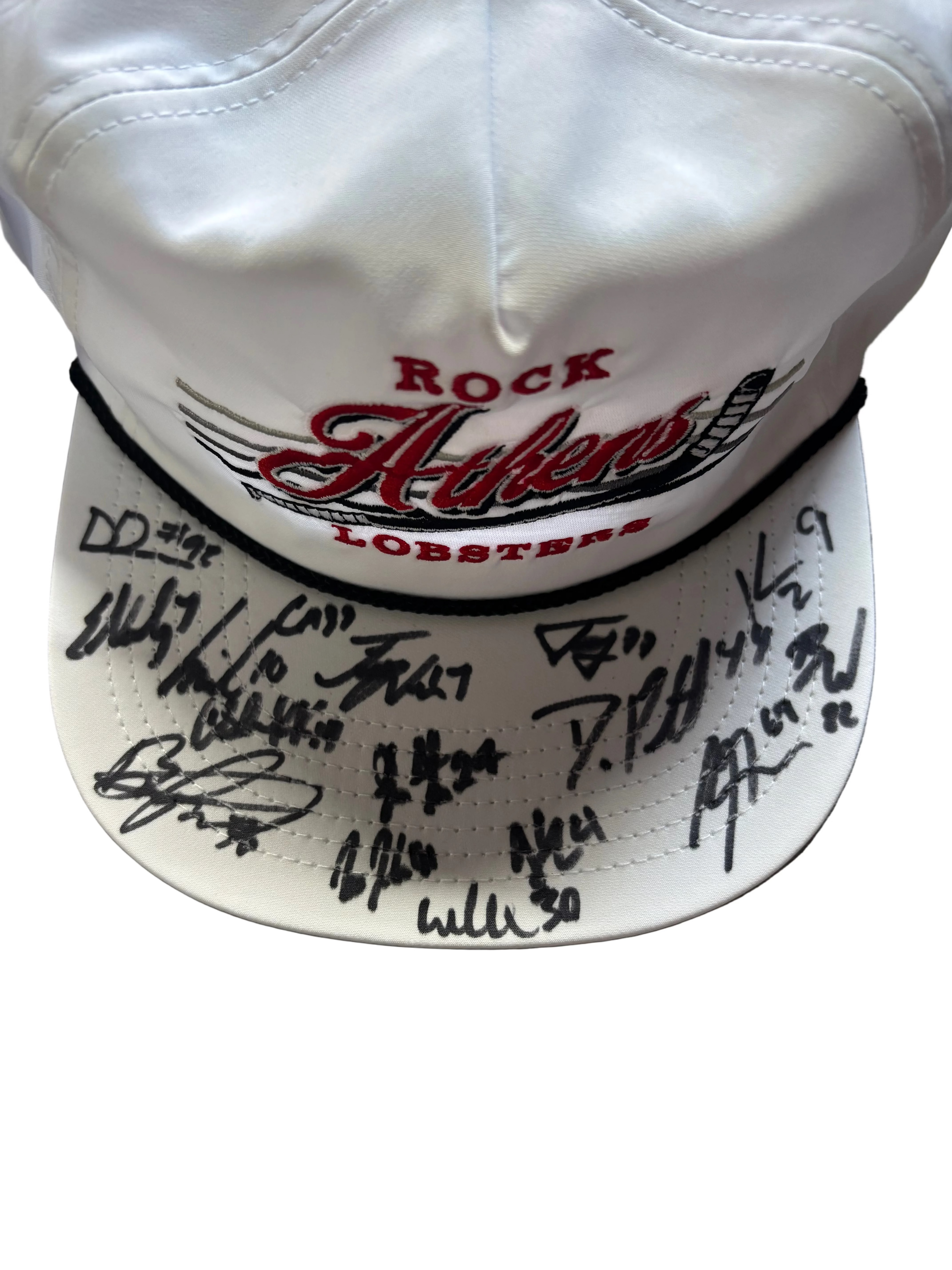 White/Black Poly Rope Hat: Team Autographed 2025-2026