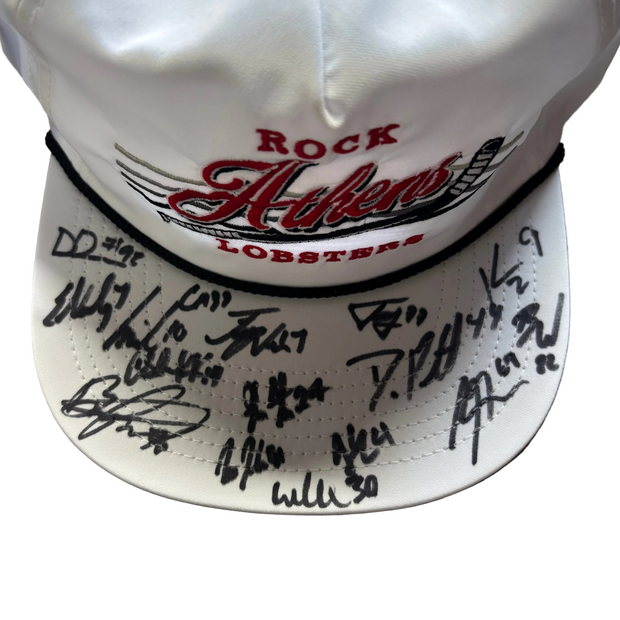 White/Black Poly Rope Hat: Team Autographed 2025-2026