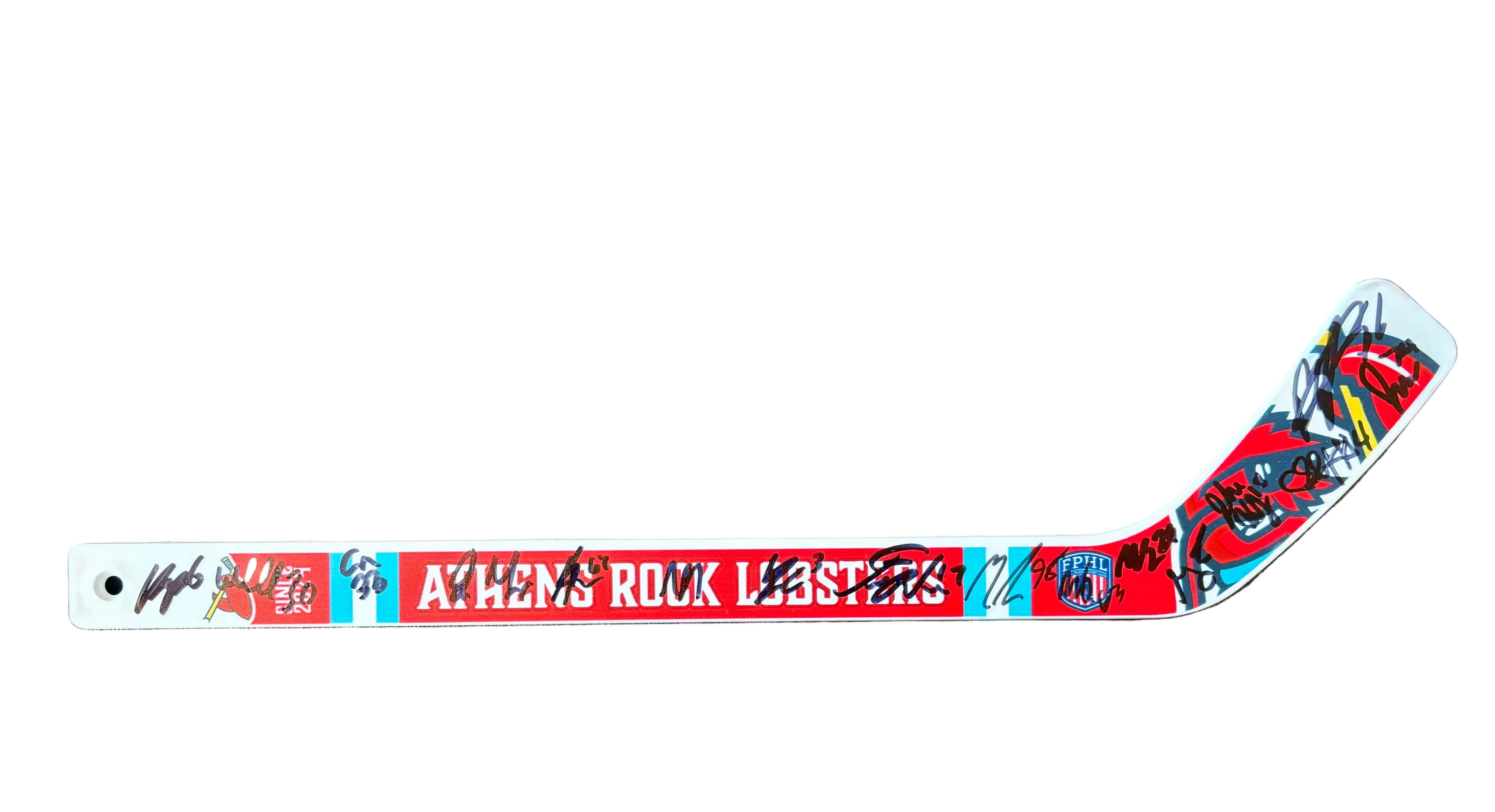 Updated-Team Autographed Red Mini Hockey Stick 2026