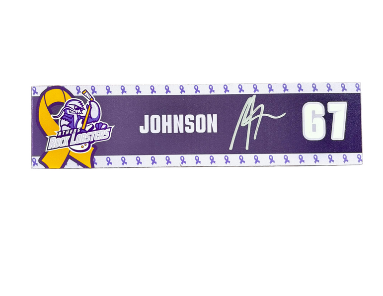 Autographed "Stick It to Cancer" Name Plate (2" × 8") Malik Johnson #67