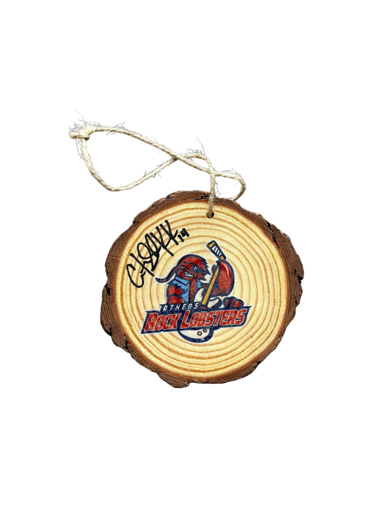 Autographed Wooden Christmas Ornament #14 Carter Shinkaruk 2025-2026