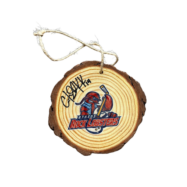 Autographed Wooden Christmas Ornament #14 Carter Shinkaruk 2025-2026