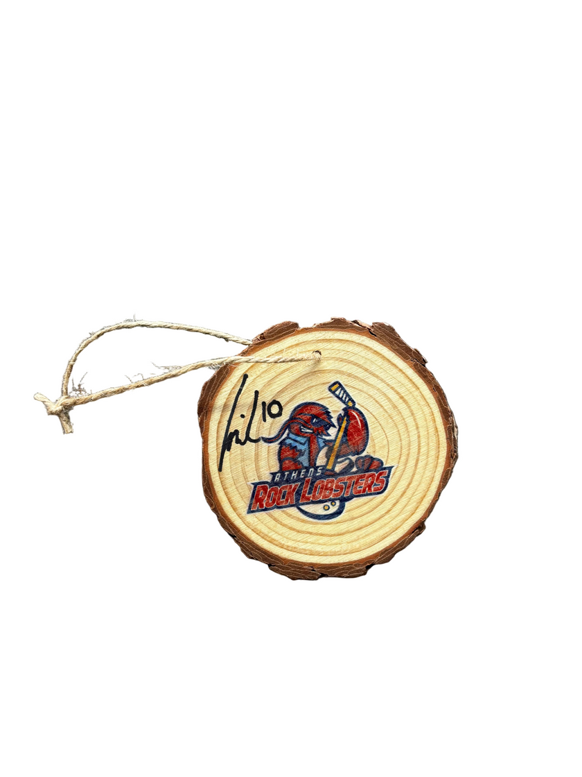 Autographed Wooden Christmas Ornament #10 Garrett Milan 2025-2026