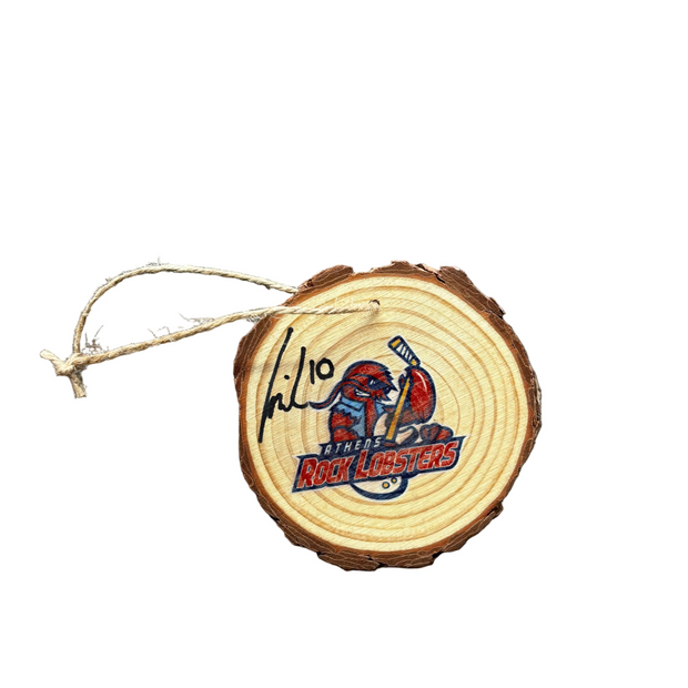 Autographed Wooden Christmas Ornament #10 Garrett Milan 2025-2026