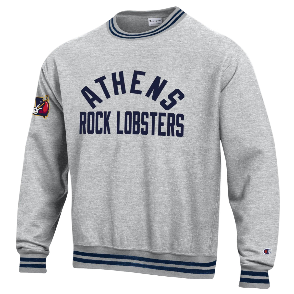 Men's Champion Navy Yarn Dye Rib Reverse Weave Crew